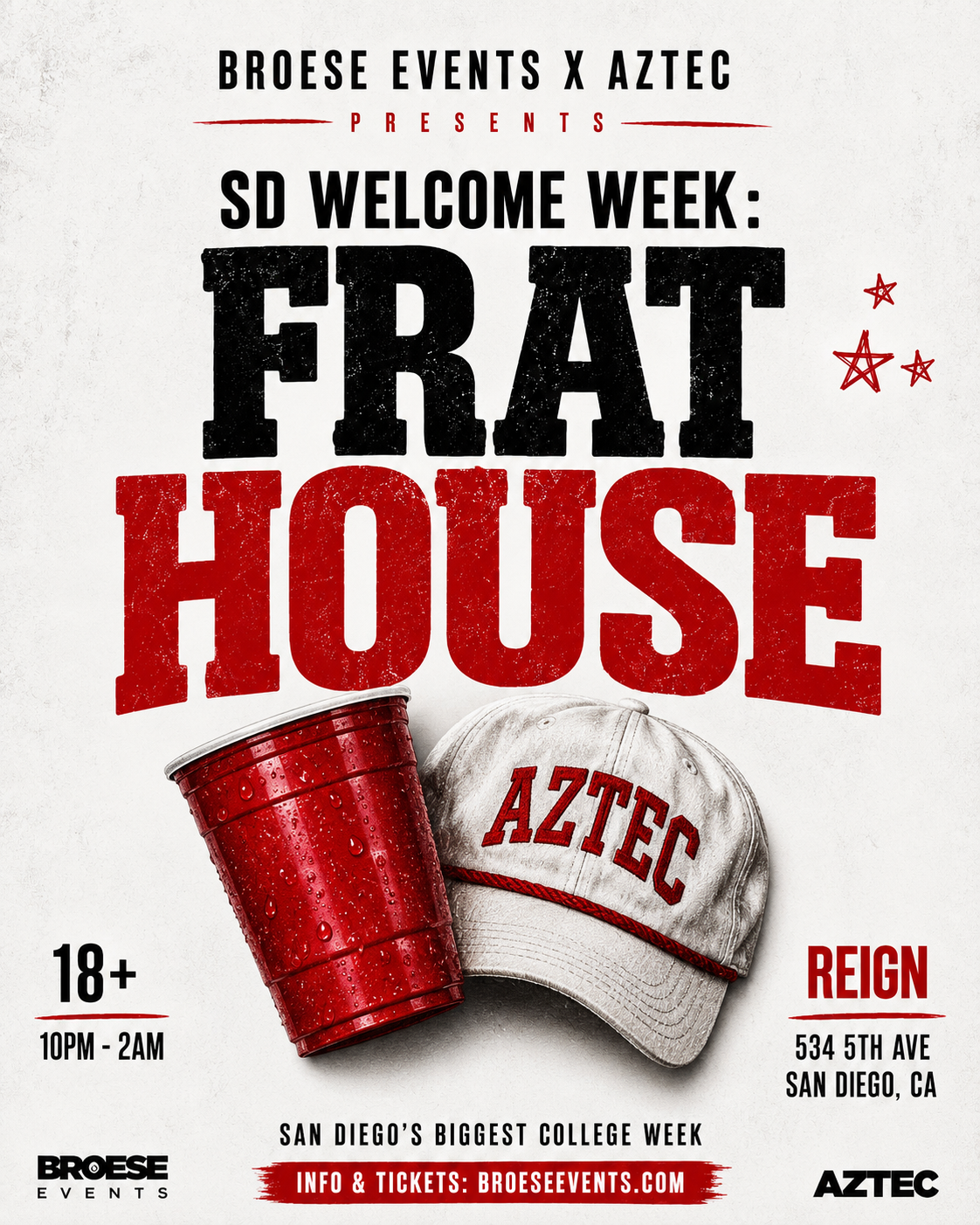 FRAT HOUSE : COLLEGE WELCOME WEEK 18+ flyer